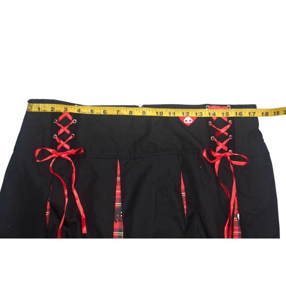 Hot Topic Skelanimals Plaid Contrast Pleated Skirt Black Red Goth 2X - Picture 3 of 7
